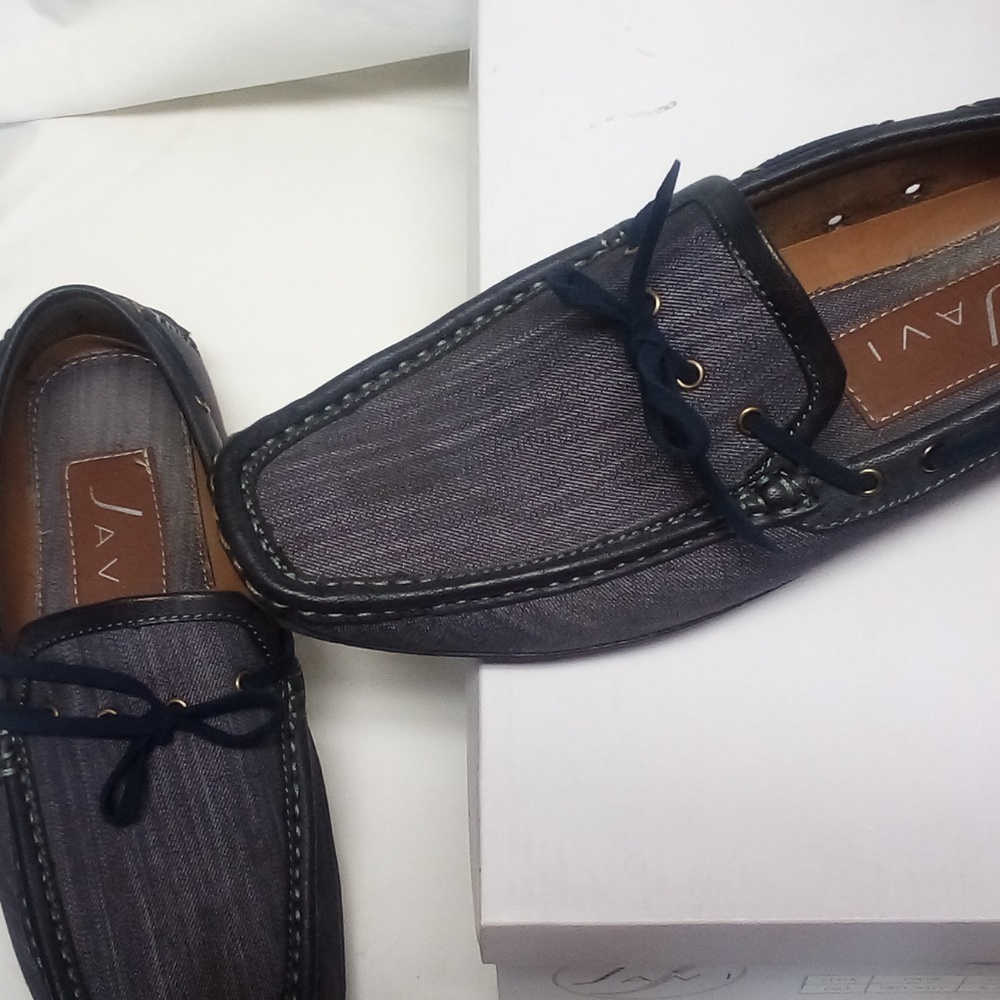 JAVI size 8.5 POUL Loafer, grey/navy